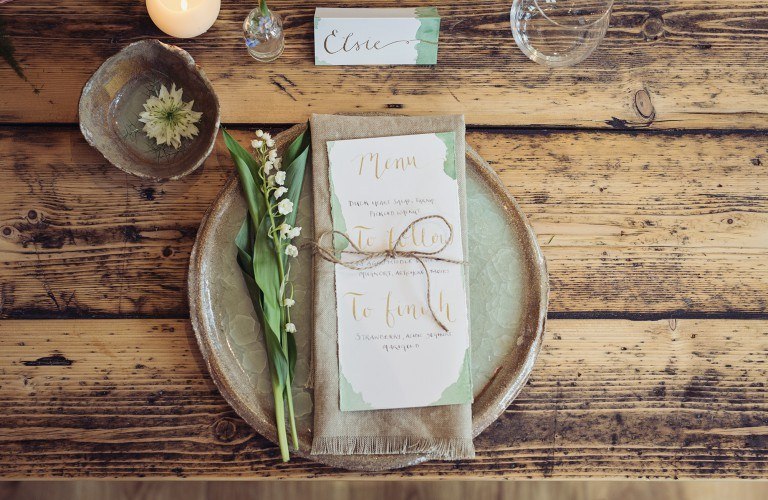Unique, Rustic Wedding Table Setting at The Forest Side
